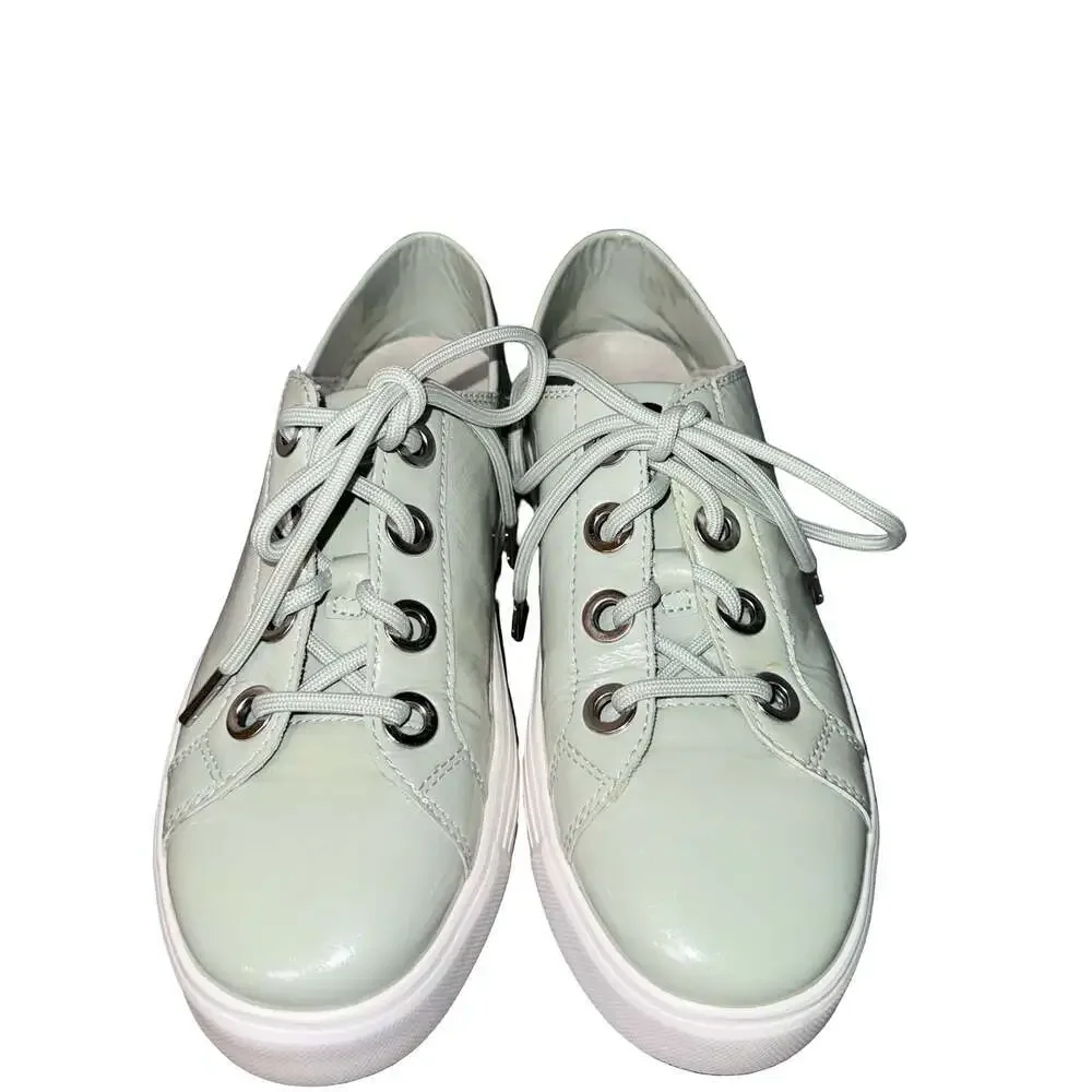 Earth Rosewood Cedarwood Seafoam Leather Sneakers Size 7.5M
